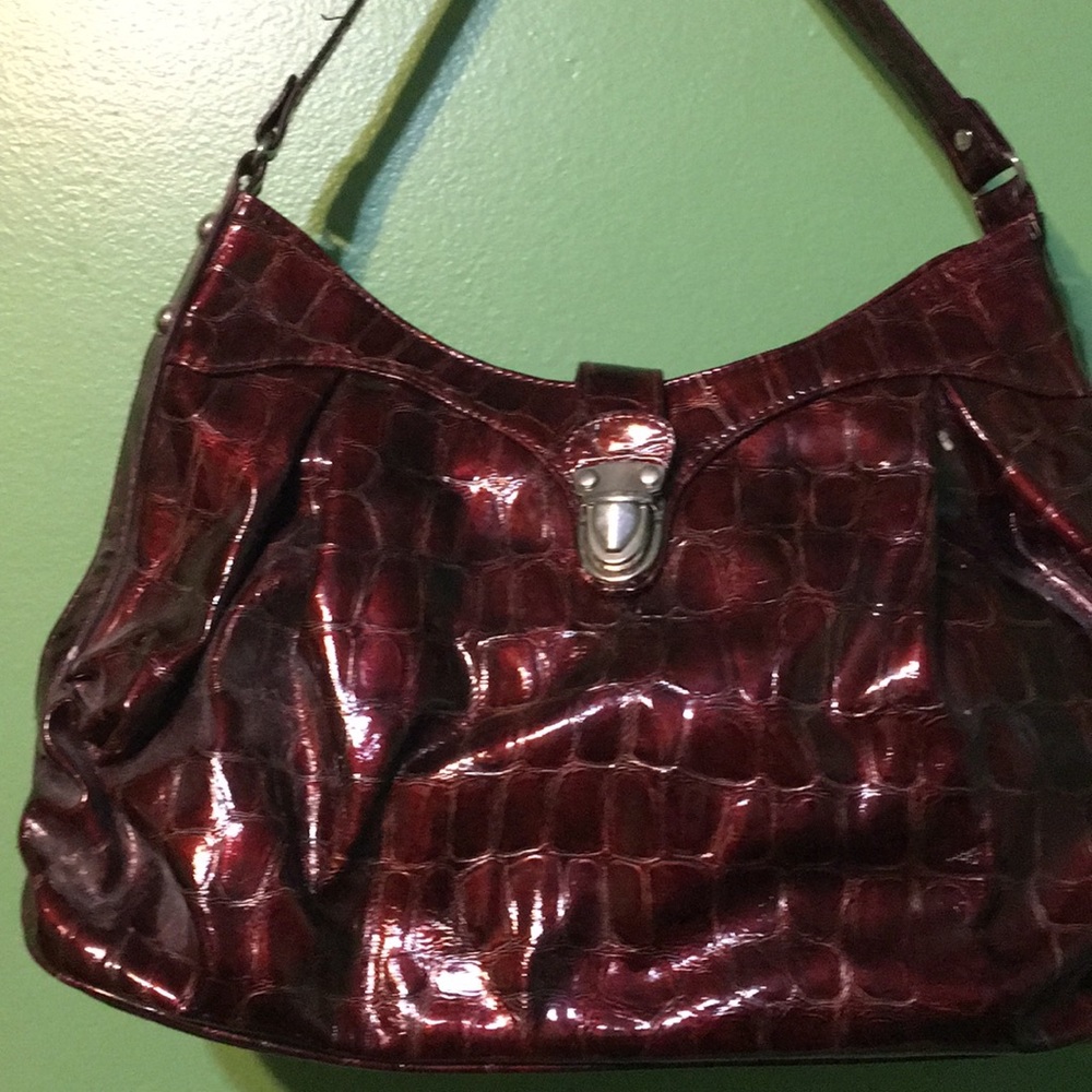 Tianni Women’s Dark Red Gator Pattern Shoulder Bag